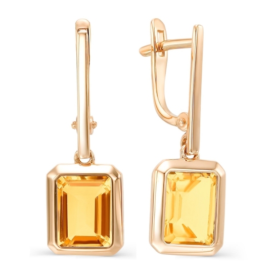 Серьги из золота с цитринами