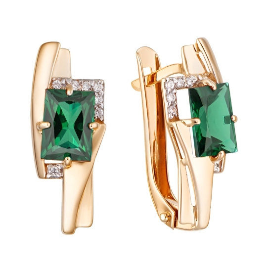 Серьги из золота с турмалинами и фианитами