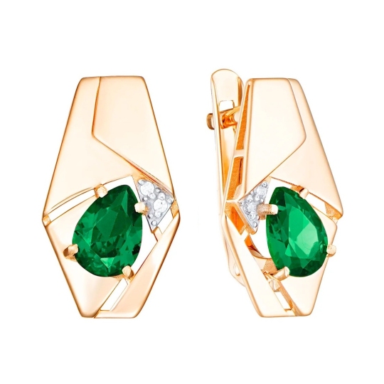 Серьги из золота с турмалинами и фианитами