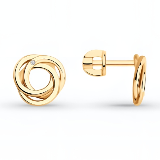 Серьги из серебра с позолотой и бриллиантами