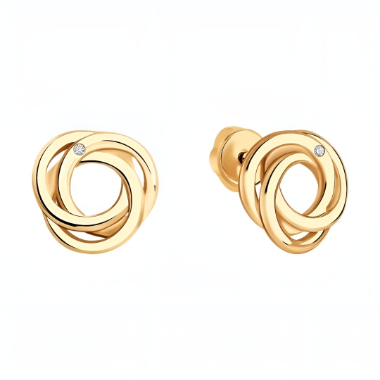 Серьги из серебра с позолотой и бриллиантами