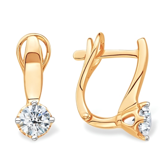 Серьги из золота с выращенными бриллиантами