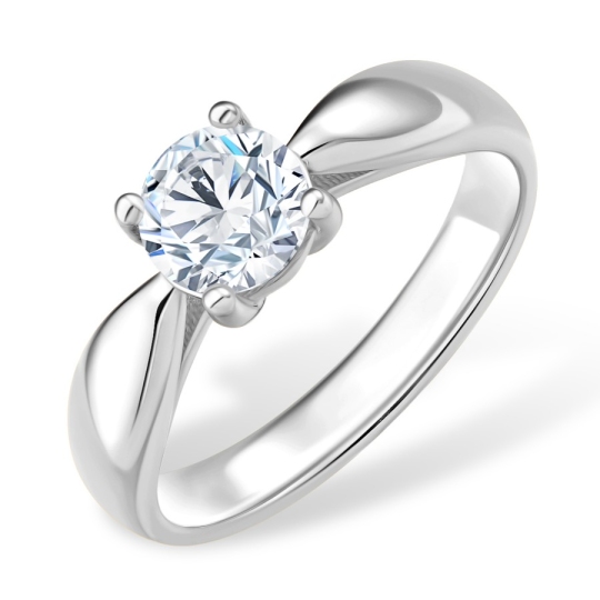 Кольцо из белого золота с выращенным бриллиантом