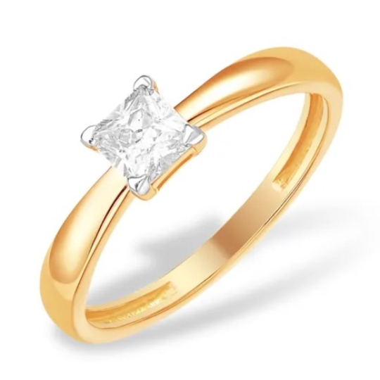 Кольцо из серебра с позолотой и фианитом