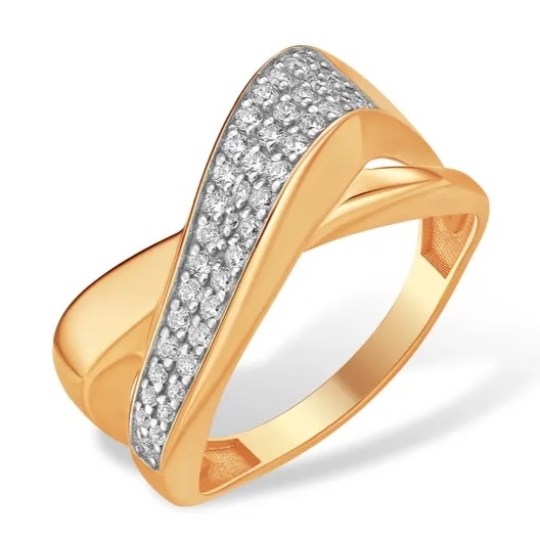 Кольцо из серебра с позолотой и фианитами