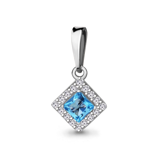 Подвеска из серебра с топазом Swiss и фианитами