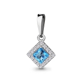 Подвеска из серебра с топазом Swiss и фианитами