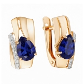 Серьги из золота с сапфирами и фианитами