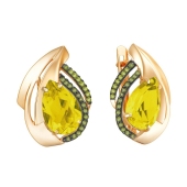 Серьги из золота с ситаллами султанит и фианитами