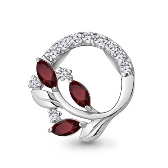 Подвеска из серебра с гранатами и фианитами