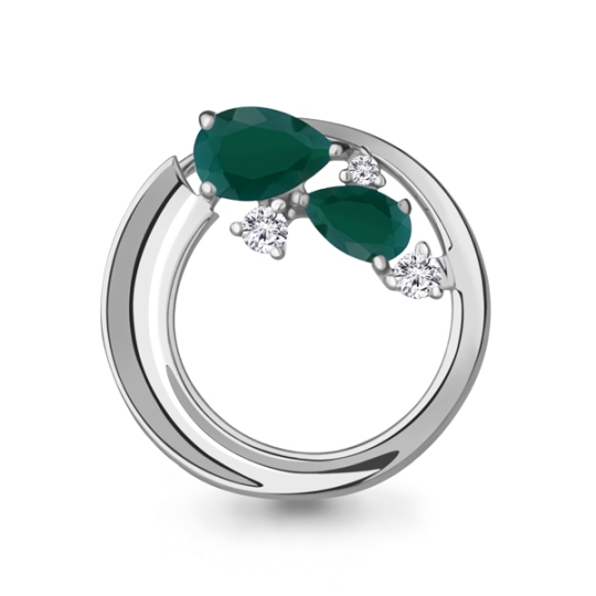 Подвеска из серебра с агатами и фианитами