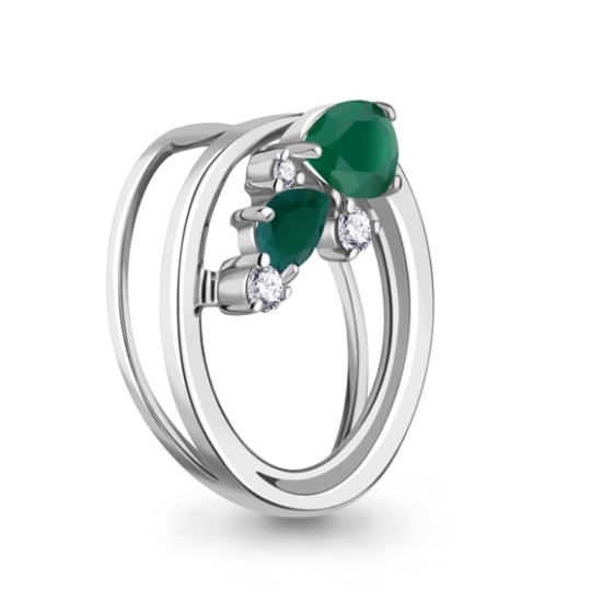 Подвеска из серебра с агатами и фианитами