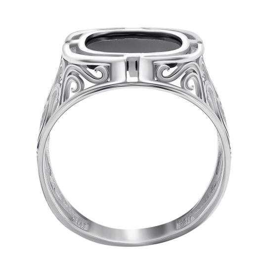 Кольцо-печатка из серебра с ониксом