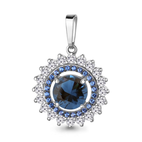 Подвеска из серебра с ювелирными кристаллами и фианитами