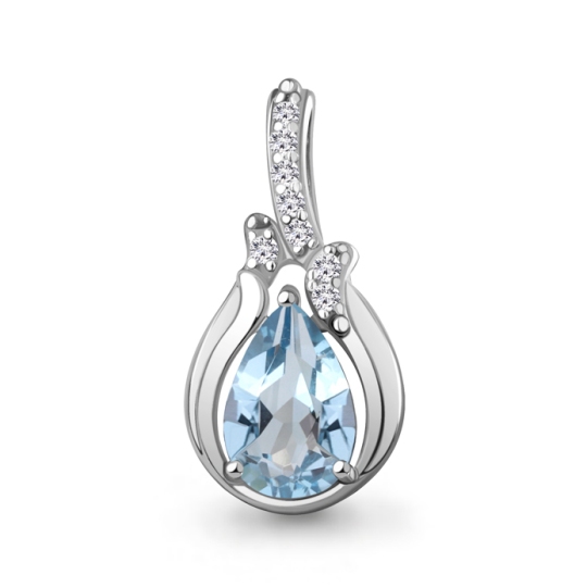Подвеска из серебра с топазом Swiss и фианитами