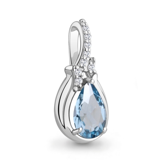 Подвеска из серебра с топазом Swiss и фианитами
