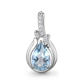 Подвеска из серебра с топазом Swiss и фианитами