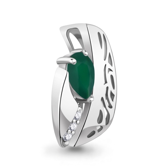 Подвеска из серебра с агатом и фианитами