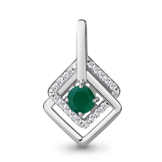 Подвеска из серебра с агатом и фианитами