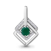 Подвеска из серебра с агатом и фианитами