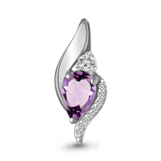 Подвеска из серебра с аметистом и фианитами