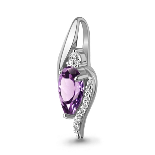 Подвеска из серебра с аметистом и фианитами