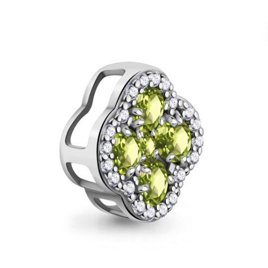 Подвеска из серебра с хризолитами и фианитами