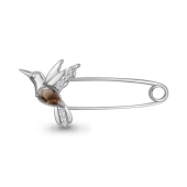 Брошь-булавка из серебра с раухтопазом и фианитами 