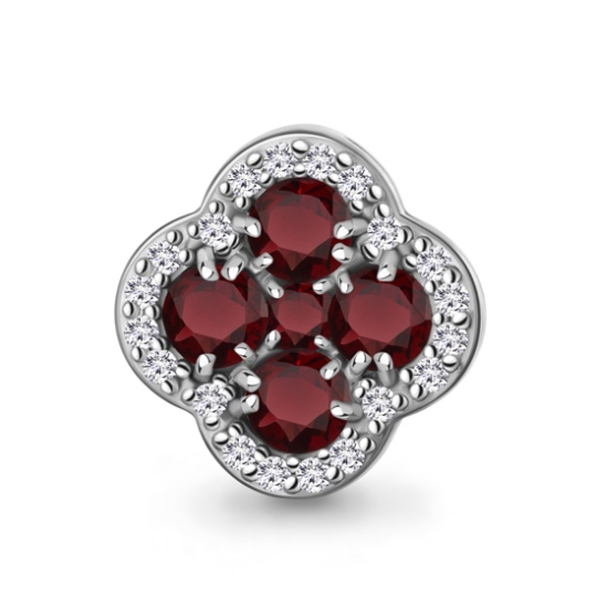 Подвеска из серебра с гранатами и фианитами