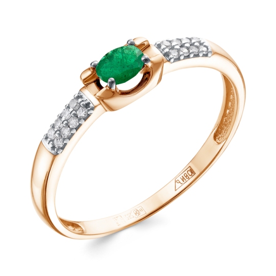 Кольцо из золота с бриллиантами и изумрудом