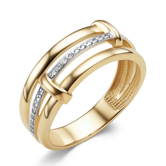 Кольцо из лимонного золота с бриллиантами