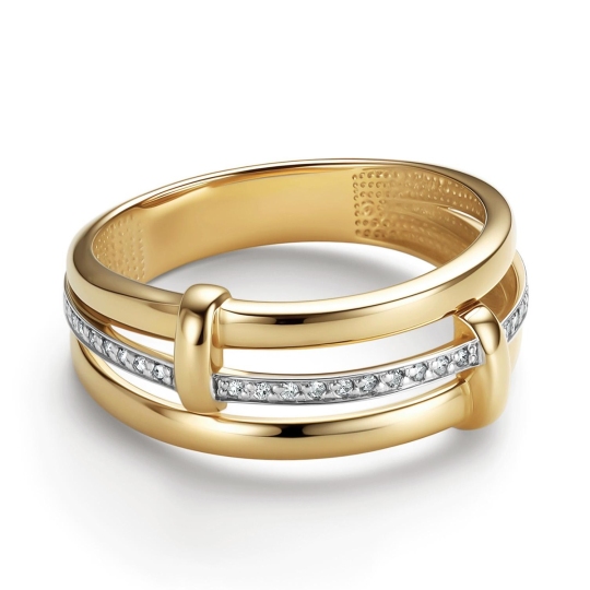 Кольцо из лимонного золота с бриллиантами