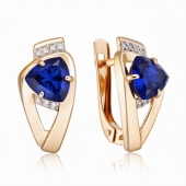 Серьги из золота с сапфирами и фианитами