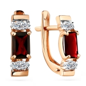 Серьги из золота с гранатами и фианитами