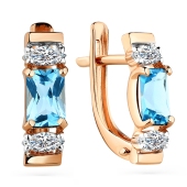 Серьги из золота с топазами Swiss и фианитами