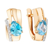 Серьги из золота с топазами Swiss и фианитами