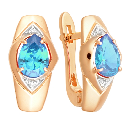 Серьги из золота с топазами Swiss и фианитами