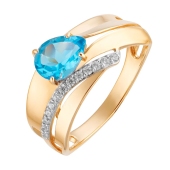 Кольцо из золота с топазом Swiss и фианитами