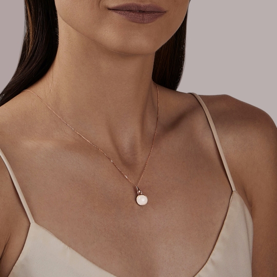 Подвеска из золота с лунным камнем и фианитами