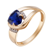 Кольцо из золота с сапфиром и фианитами