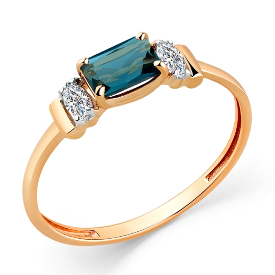Кольцо из золота с топазом London и фианитами