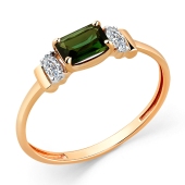 Кольцо из золота с ситаллом турмалин и фианитами
