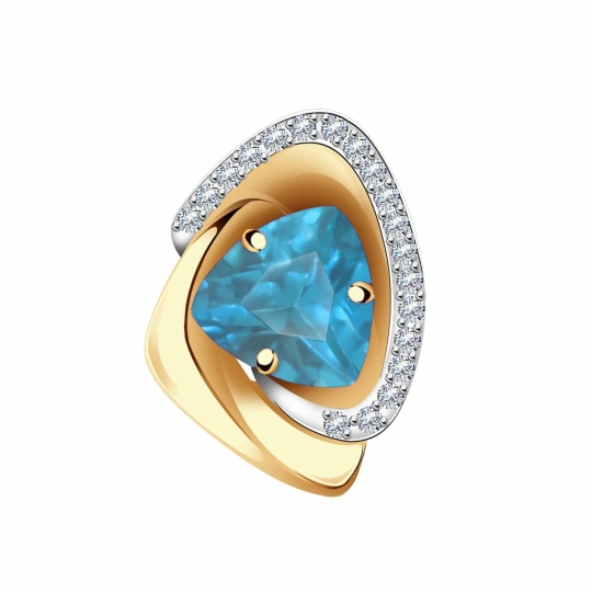 Подвеска из золота с топазом Swiss и фианитами