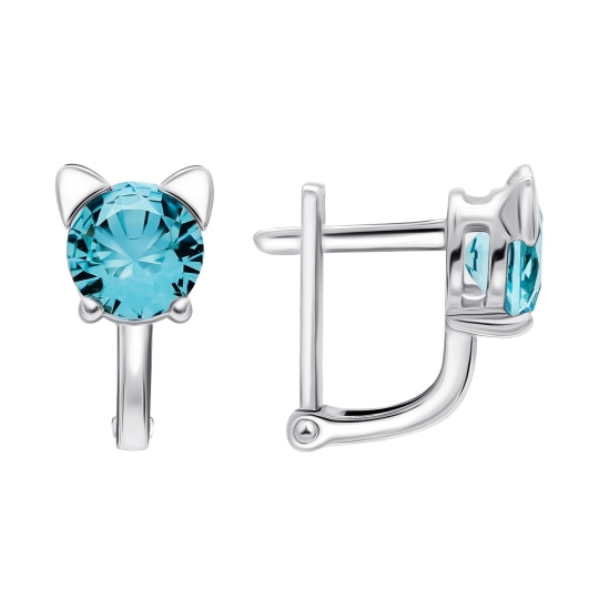 Серьги из серебра с ювелирными кристаллами