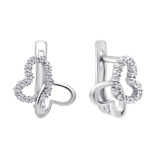 Серьги из серебра с фианитами