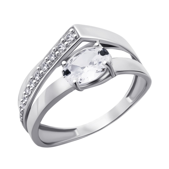 Кольцо из серебра с фианитами