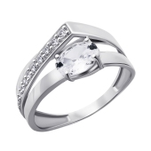 Кольцо из серебра с фианитами