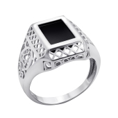 Кольцо-печатка из серебра с ониксом