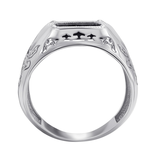 Кольцо-печатка из серебра с ониксом