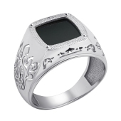 Кольцо-печатка из серебра с ониксом